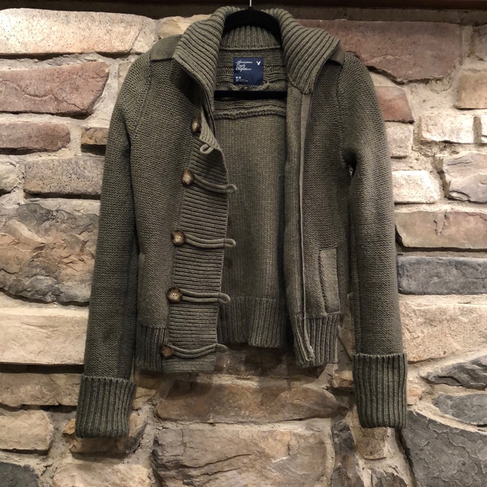 Forever 21 military style sweater jacket wool warm